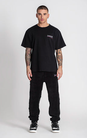 Black Wavy Boxy Tee