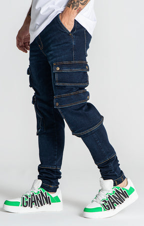 Dark Blue Utilitary Cargo Jeans