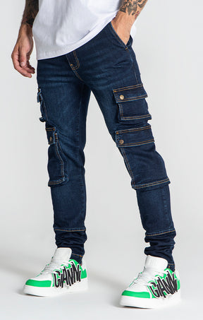 Dark Blue Utilitary Cargo Jeans