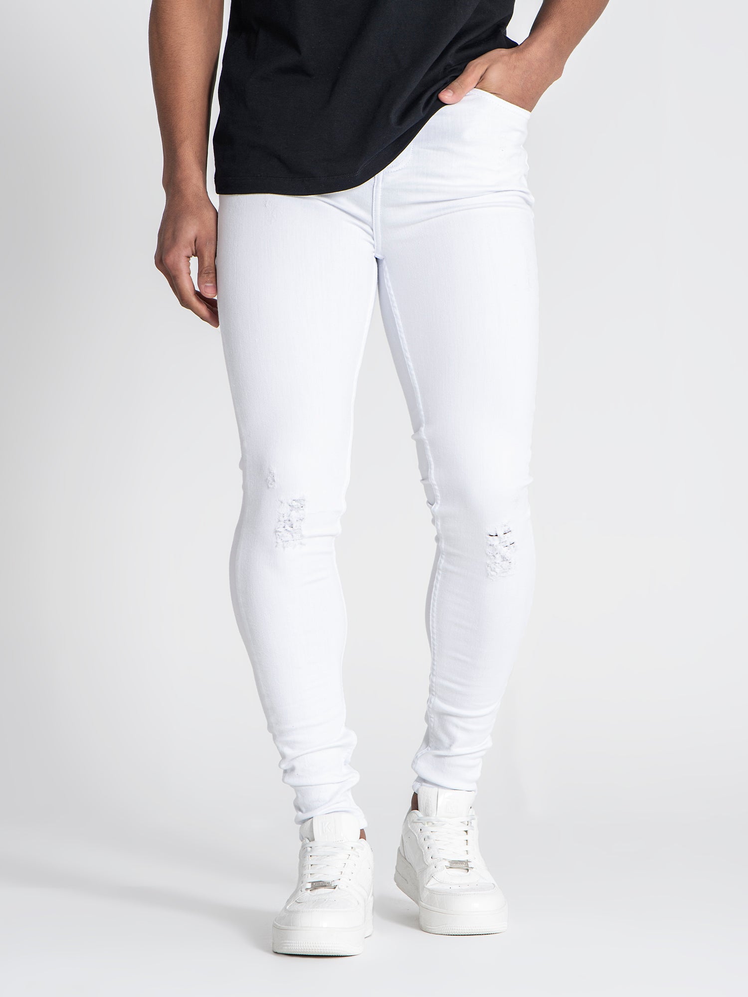 White Core Ripped Jeans