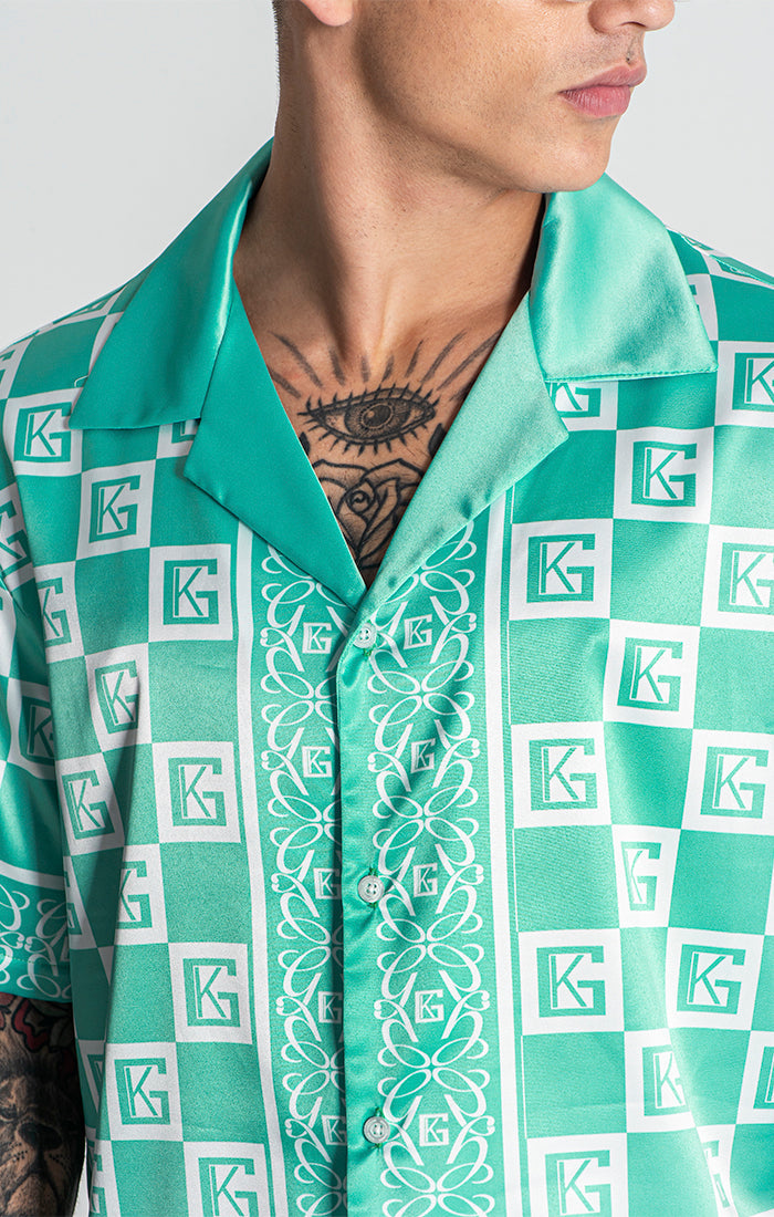 shirts / Green Checkers Satin Shirt