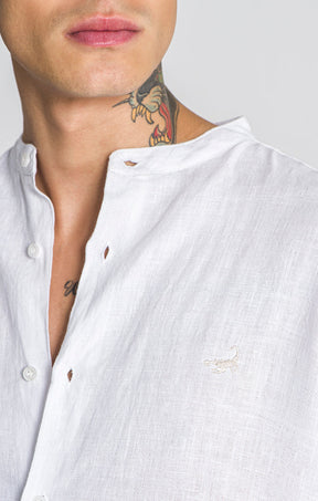 shirts / White Linen Grandad Shirt