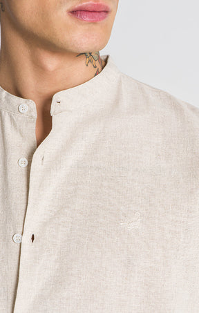 shirts / Beige Linen Grandad Shirt