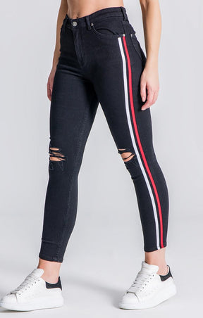 Black RR Contrast Ribbon Jeans