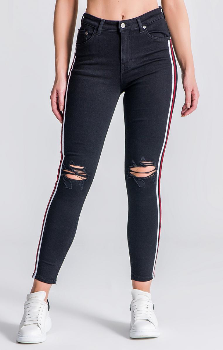 Black RR Contrast Ribbon Jeans