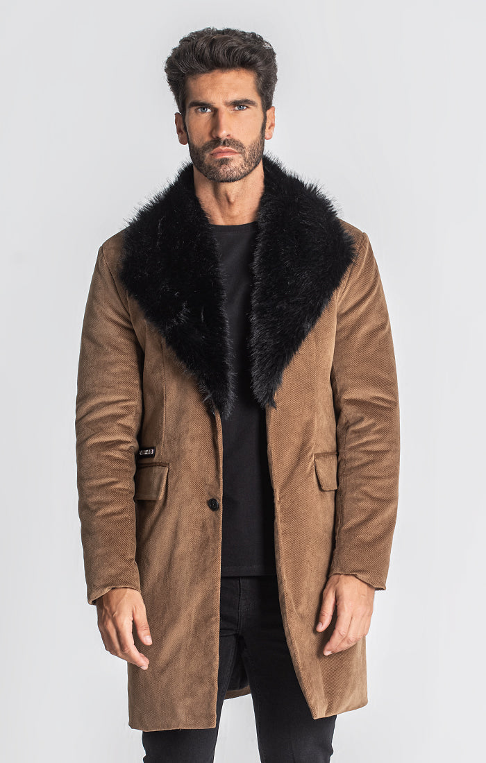 ASOS DESIGN faux fur coat in brown