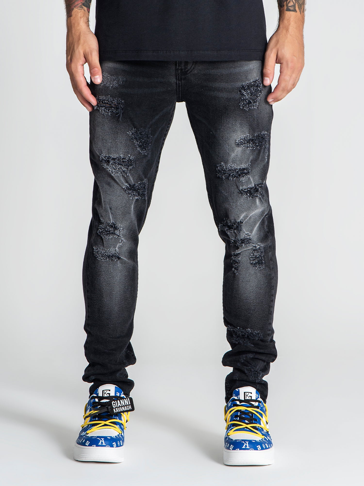 Black Destroyed Slim Fit Jeans