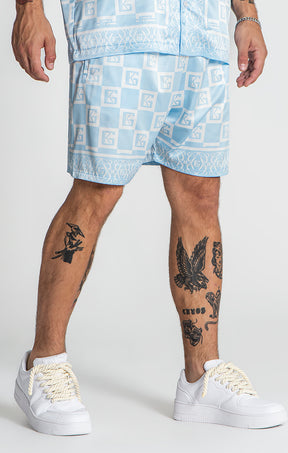 Blue Checkers Satin Shorts