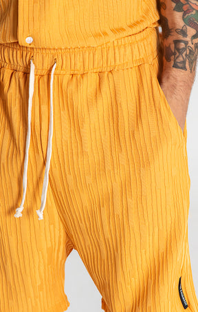 Yellow Waffle Loose Shorts