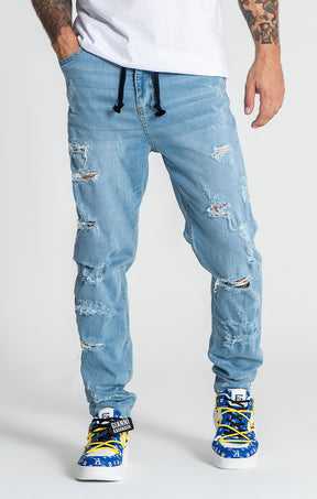 Light Blue Raw Carrot Jeans