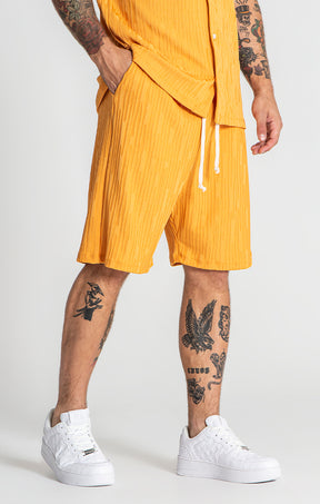 Yellow Waffle Loose Shorts