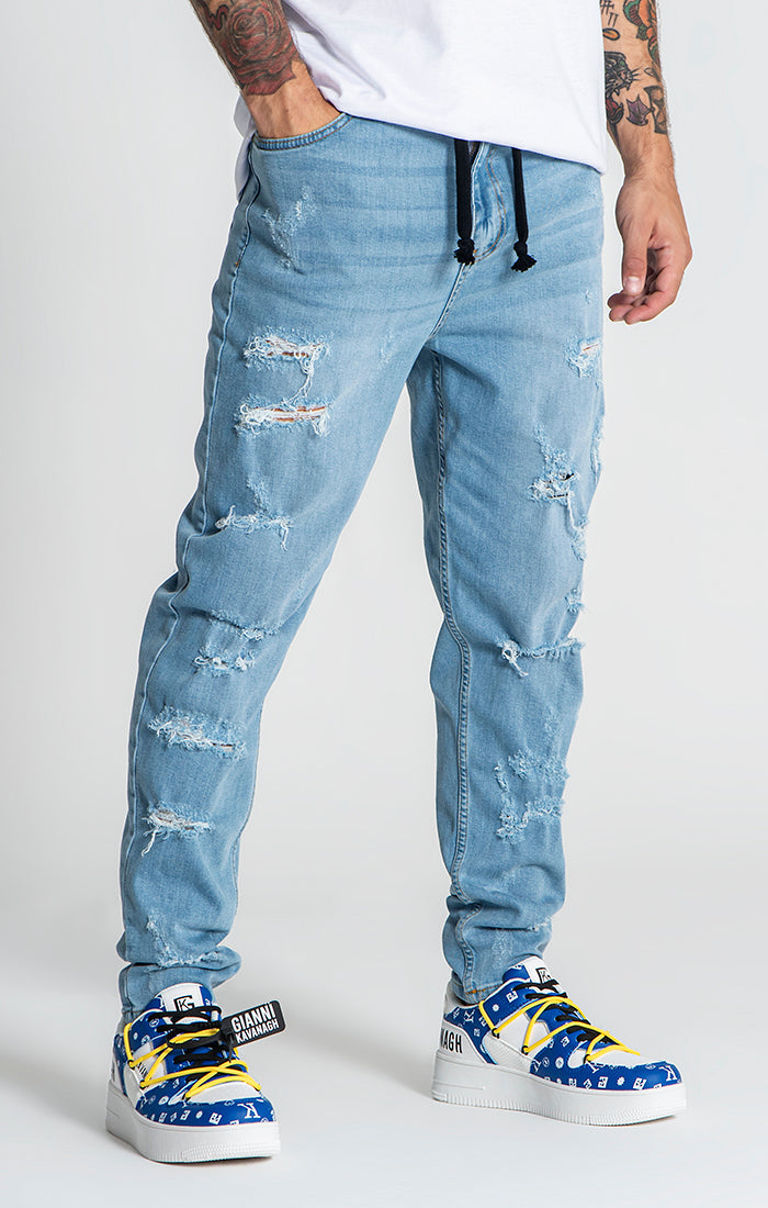 Light Blue Raw Carrot Jeans