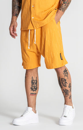 Yellow Waffle Loose Shorts