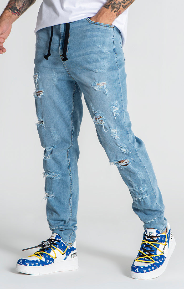 Light Blue Raw Carrot Jeans