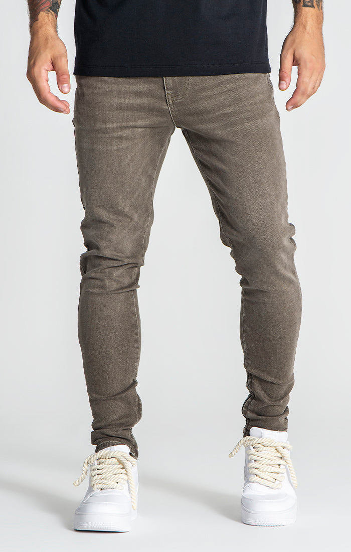 Army Green Zipper Jeans