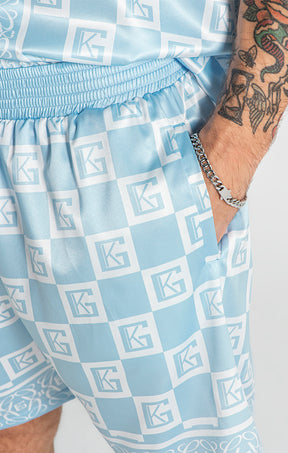 Blue Checkers Satin Shorts