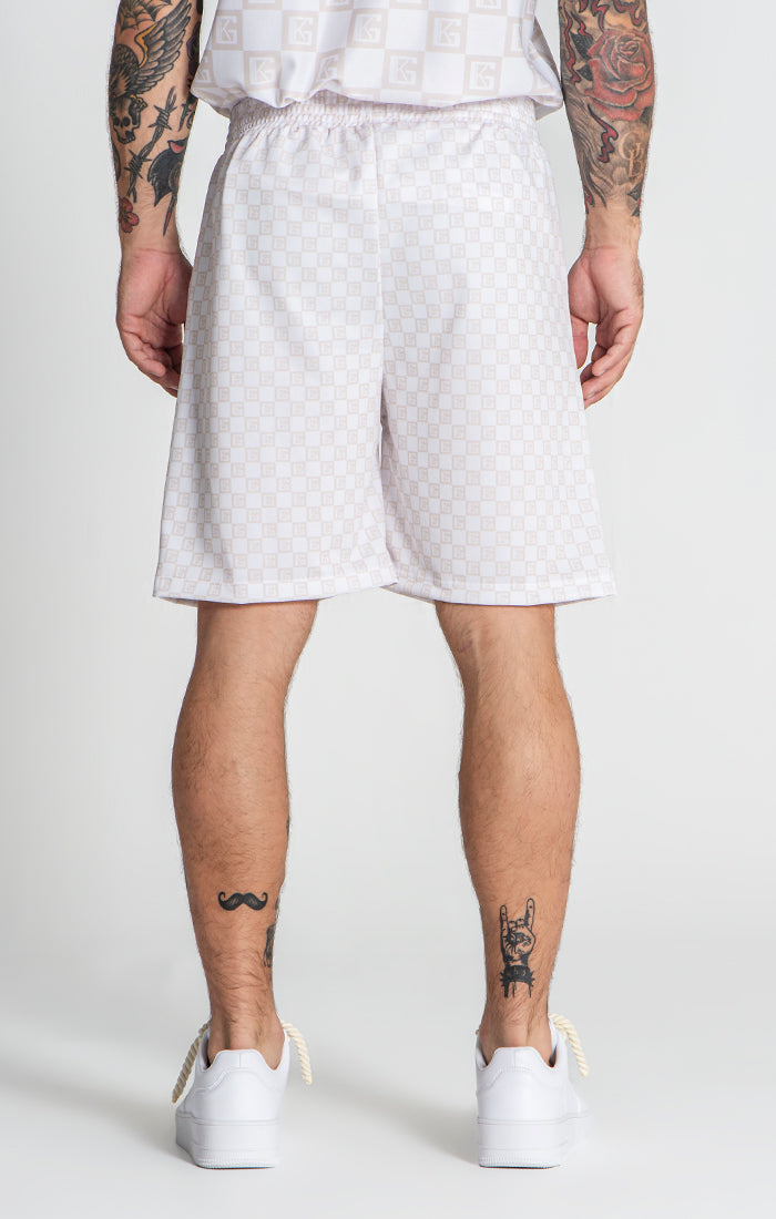 Beige Checkers Shorts