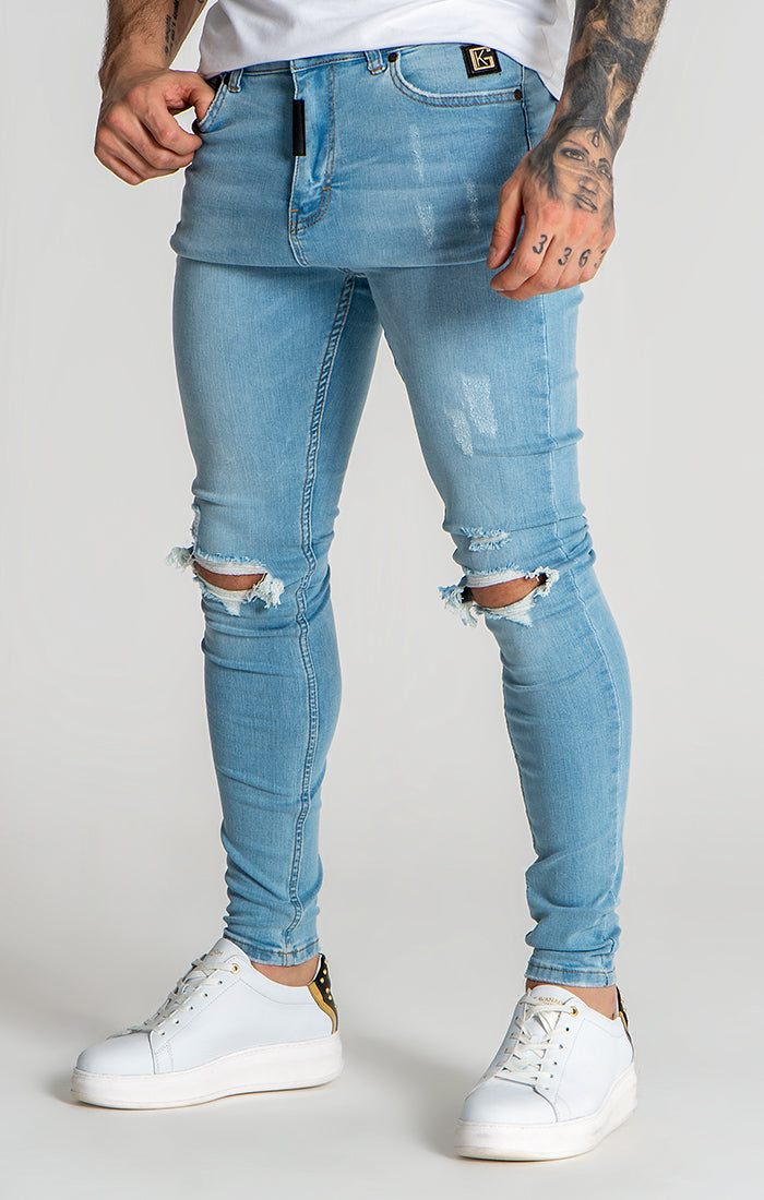 Light Blue GK Iron Ripped Jeans