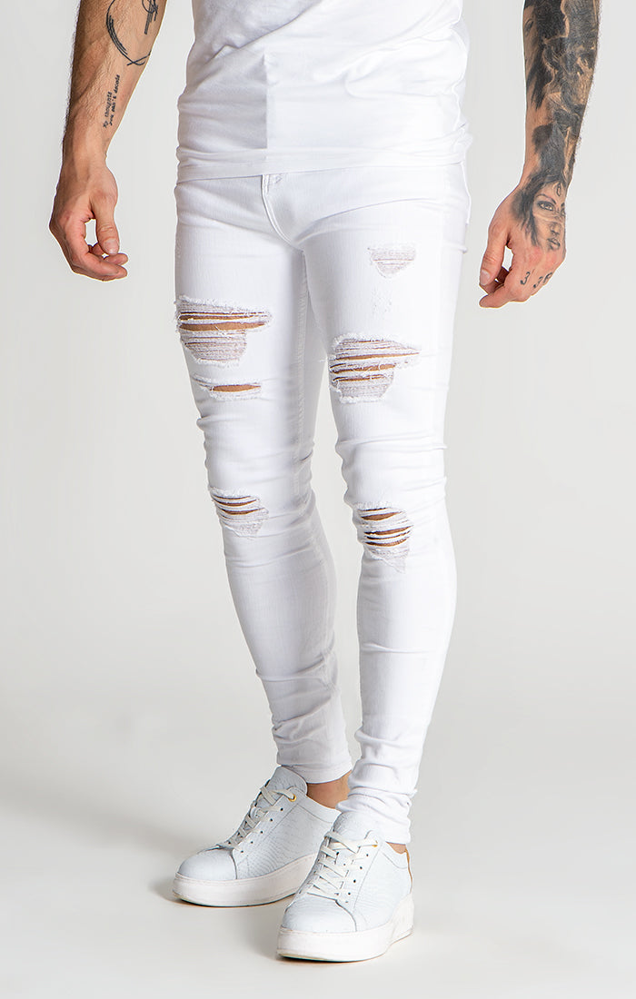 White GK Iron Destroyed Jeans