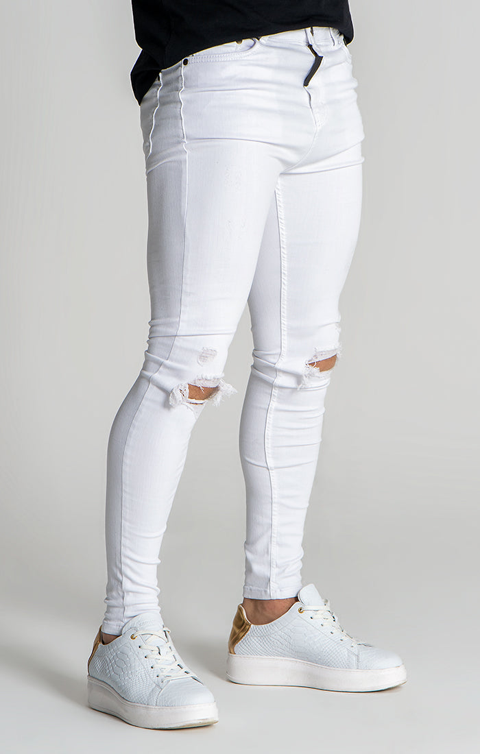 White GK Iron Ripped Jeans