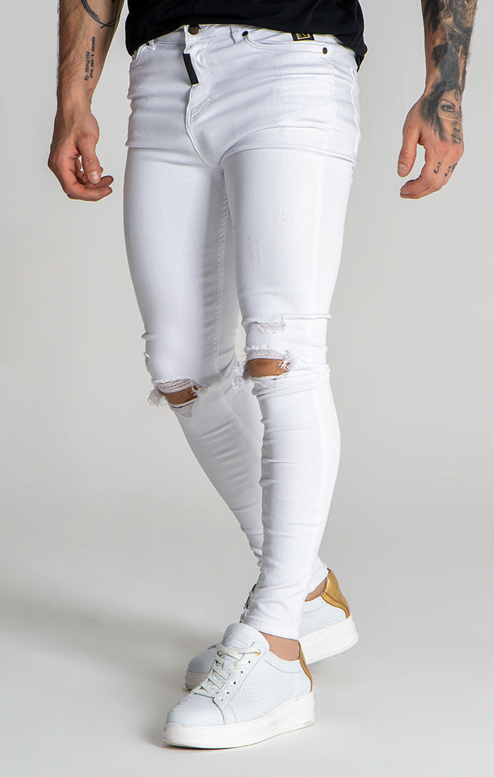 White GK Iron Ripped Jeans